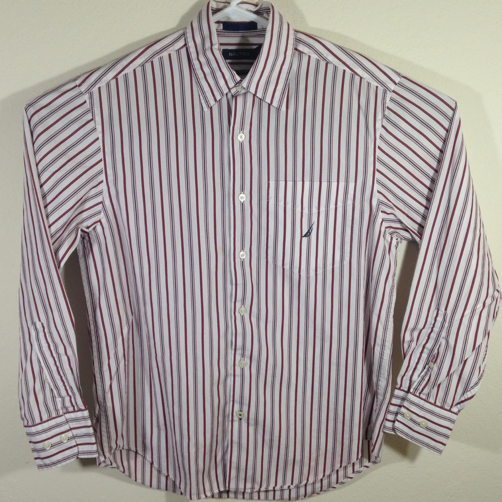 Nautica Mens Long Sleeve Striped Shirt